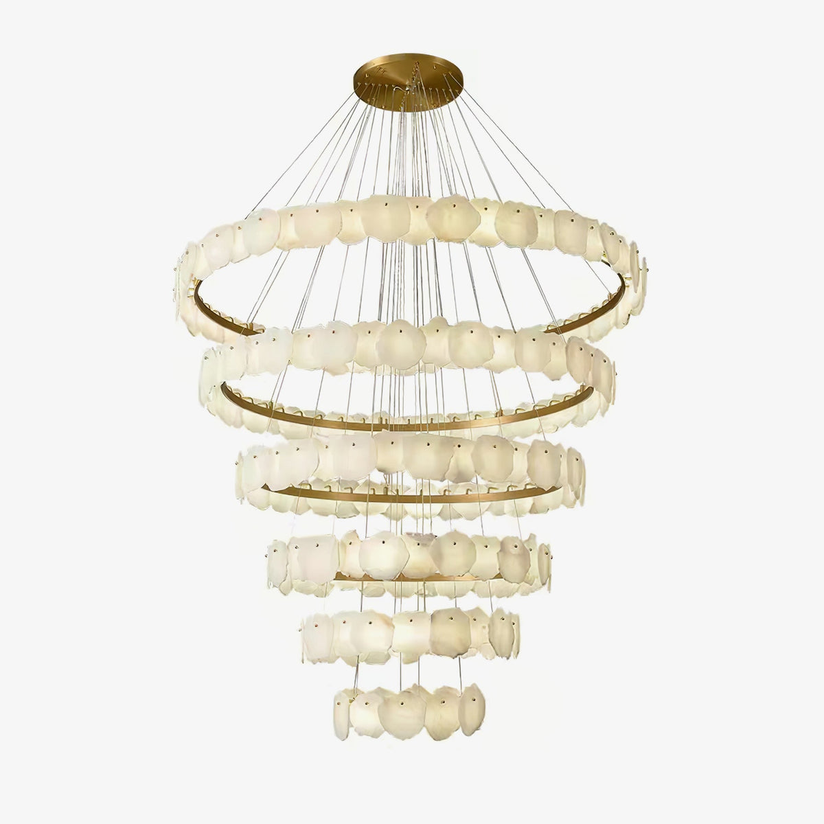 Ecliptica Spiral Alabaster Chandelier 47.2 in Dia - Tianguang Alabaster Lighting