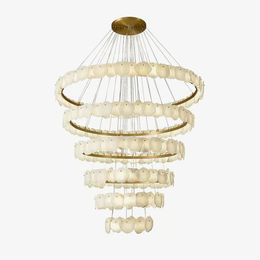 Ecliptica Spiral Alabaster Chandelier 47.2 in Dia White - Tianguang Alabaster Lighting