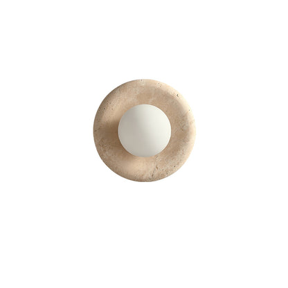 Eclora Wall Light, Hardwired Wall Sconce, Yellow Travertine, Dia 20cm x H 20cm