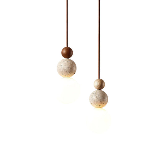 Elara Duo Travertine Pendant Lamp 4.3 in Dia - Tianguang Alabaster Lighting