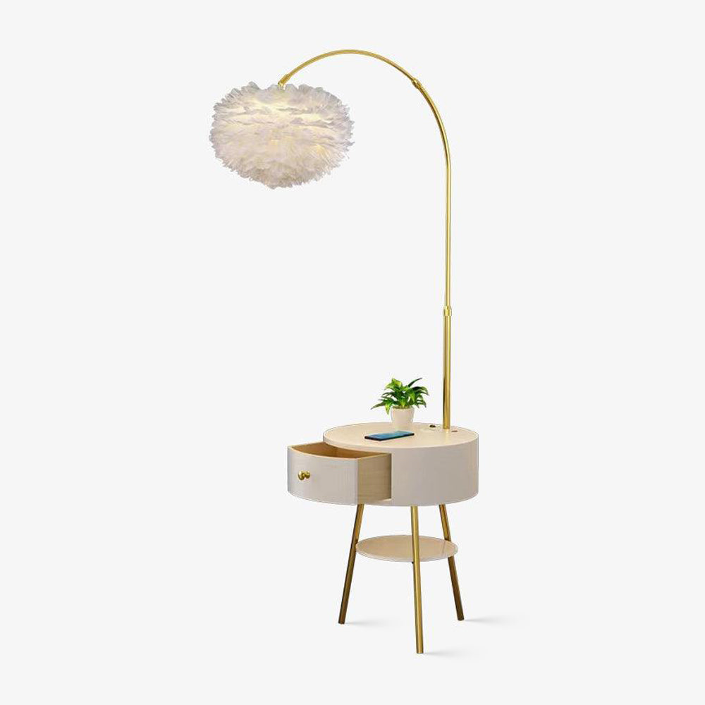 Feather Drawer Marble Floor Lamp - Tianguang Alabaster Lighting