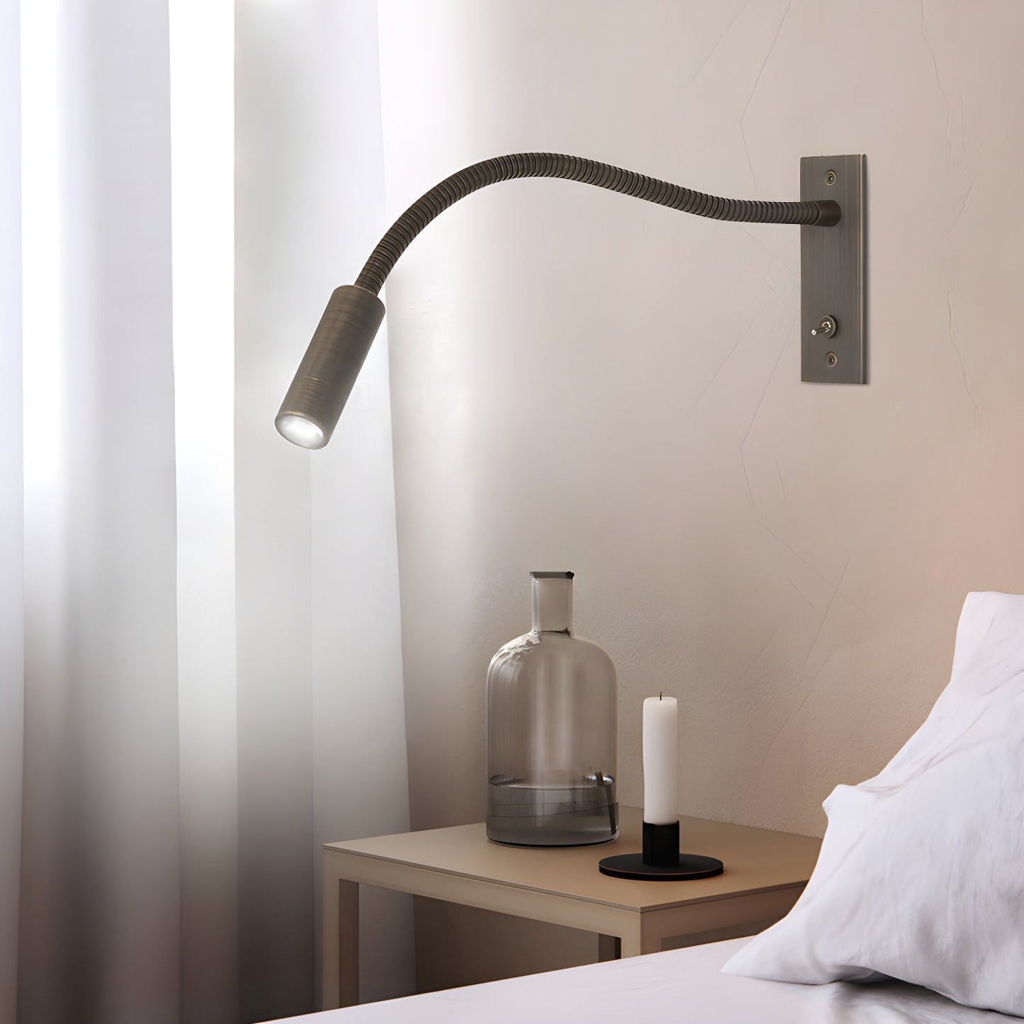 Flexible Gooseneck Wall Light, Hardwired Wall Sconce, detail 3