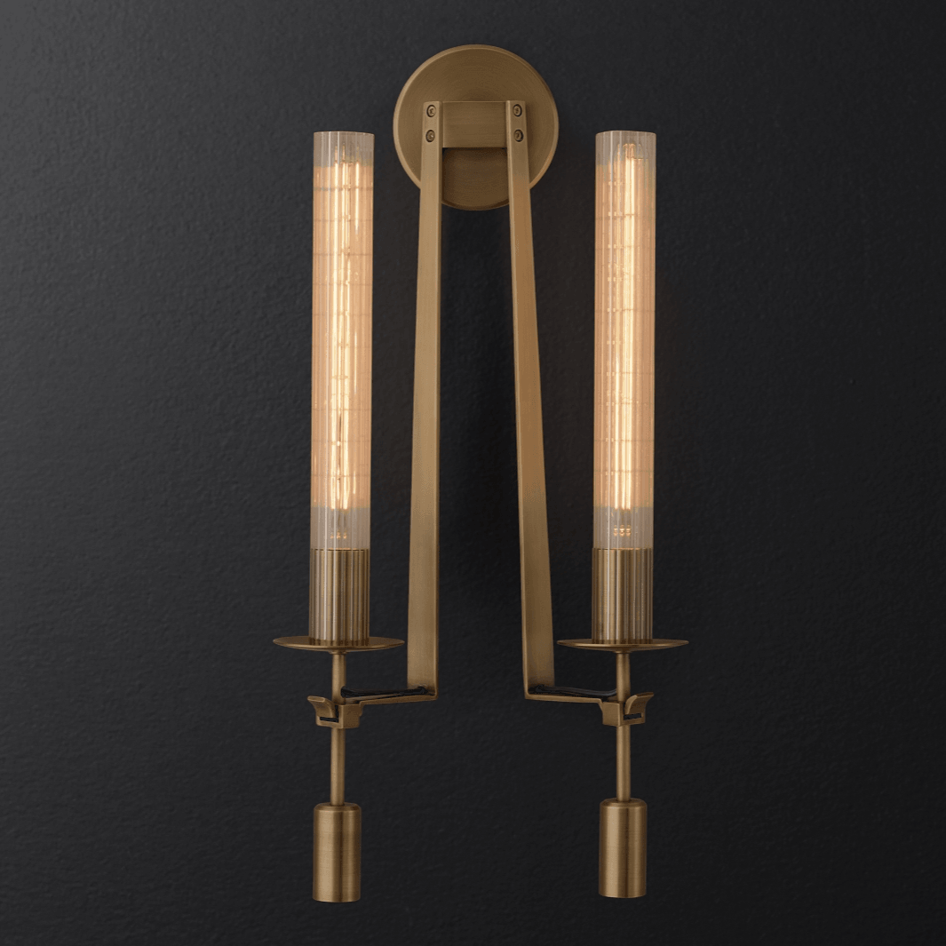 French Classicism Wall Light - Dia 12cm x H 71cm Brass, Hardwired Wall Sconce, detail 8