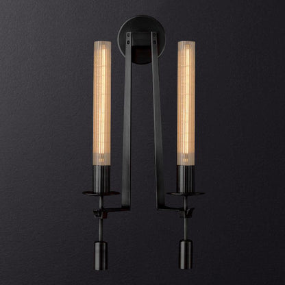 French Classicism Wall Light - Dia 12cm x H 71cm Brass, Hardwired Wall Sconce, detail 11