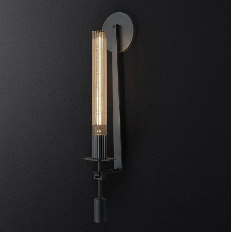 French Classicism Wall Light - Dia 12cm x H 71cm Brass, Hardwired Wall Sconce, detail 10