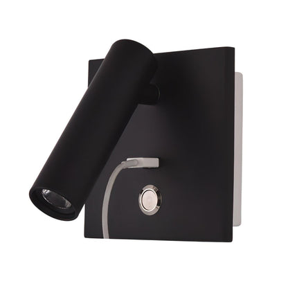 Black Bedside USB Wall Light - ∅ 3″ x H ‪7.2″ Aluminum alloy, Bedroom Wall Sconce, detail 15