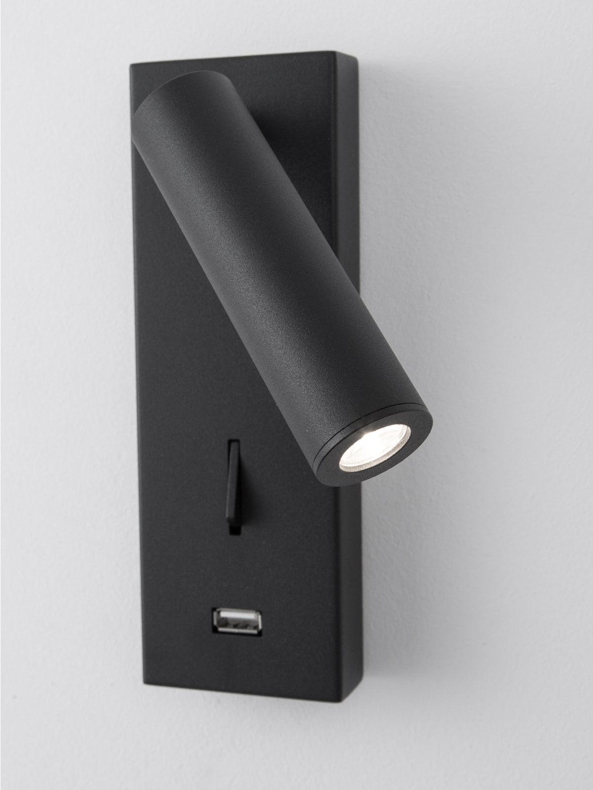 Black Bedside USB Wall Light - ∅ 3″ x H ‪7.2″ Aluminum alloy, Bedroom Wall Sconce, detail 8