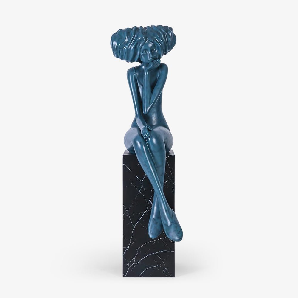 Girl Meditate Sculpture Ornaments Marble Lighting Fixture - Tianguang Alabaster Lighting