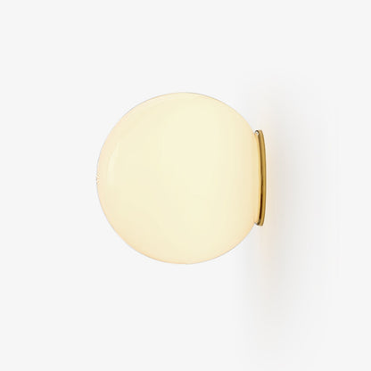 Glass Mini Orb Wall Light, Hardwired Wall Sconce, Brass, Dia 15cm x H 15cm