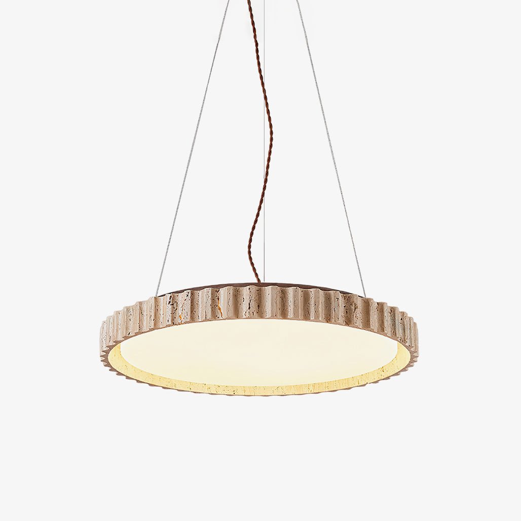 Grove Circle Travertine Pendant Light 32 cm Dia - Tianguang Alabaster Lighting