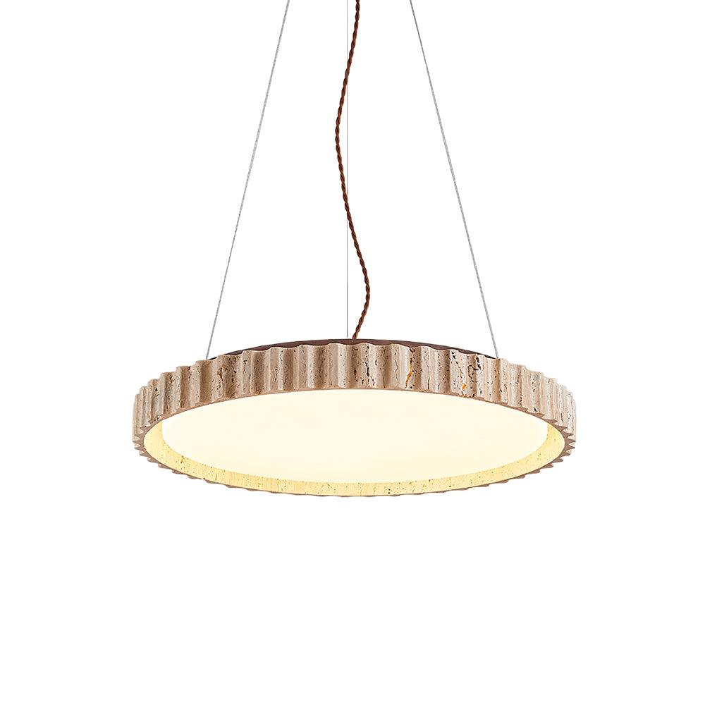 Grove Circle Travertine Pendant Light 59 in W - Tianguang Alabaster Lighting
