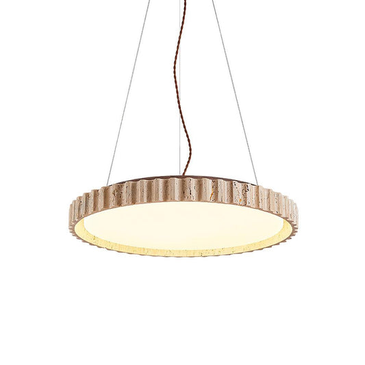 Grove Circle Travertine Pendant Light 59 in W - Tianguang Alabaster Lighting