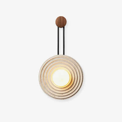 Growth Ring Wall Light, Hardwired Wall Sconce, Yellow Travertine, ∅ 13″ x H 23.6″