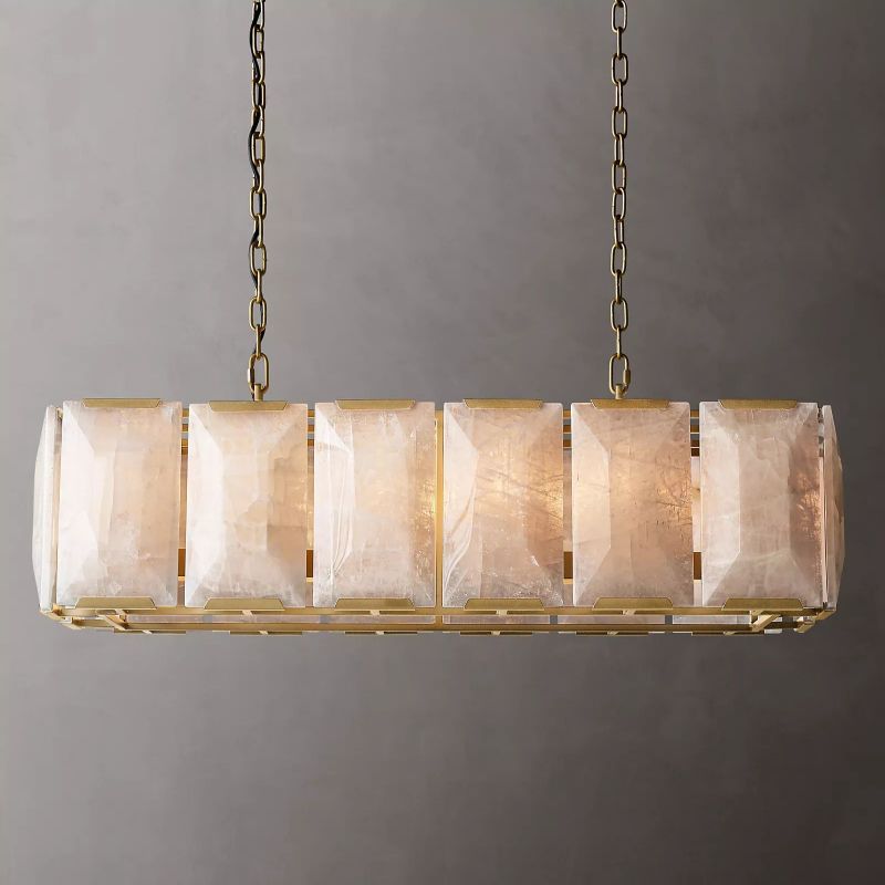 Harson Calcite Rectangular Chandelier 42" - Tianguang Alabaster Lighting
