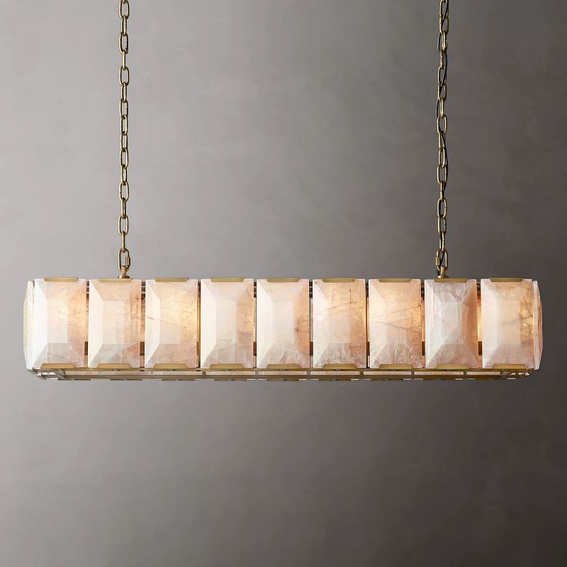 Harson Calcite Rectangular Chandelier 62" - Tianguang Alabaster Lighting