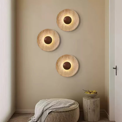 Halo Travertine Wall Light, Hardwired Wall Sconce, detail 2