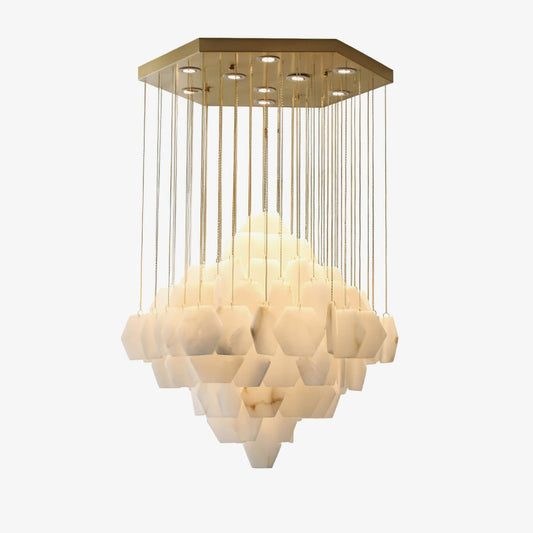 Hexa Alabaster Cascade Chandelier 15.7 in Dia - Tianguang Alabaster Lighting