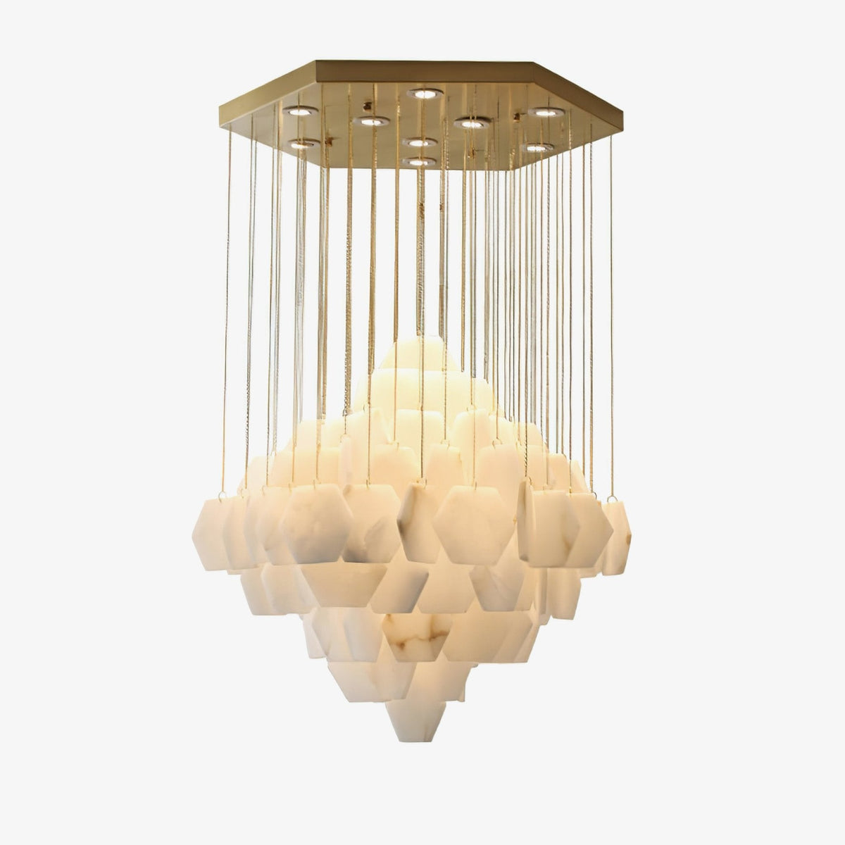 Hexa Alabaster Cascade Chandelier 15.7 in Dia White - Tianguang Alabaster Lighting