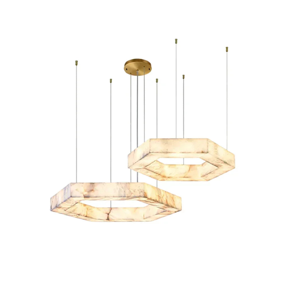 Hexagonal Alabaster Chandelier - Tianguang Alabaster Lighting