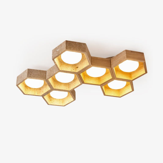 Honeycomb Travertine Ceiling Lamp Ceiling Light - Tianguang Alabaster Lighting