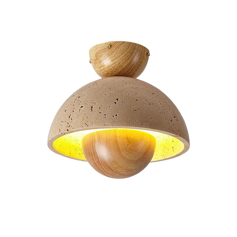 Inverted Ceiling Lamp 9.1" Travertine Ceiling Light - Tianguang Alabaster Lighting