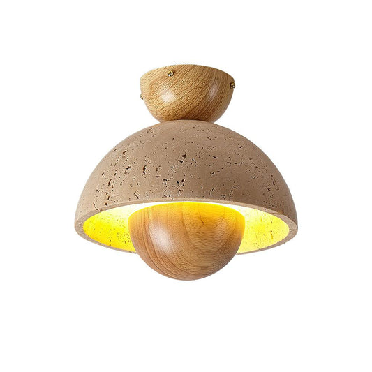 Inverted Ceiling Lamp 9.1" Travertine Ceiling Light - Tianguang Alabaster Lighting