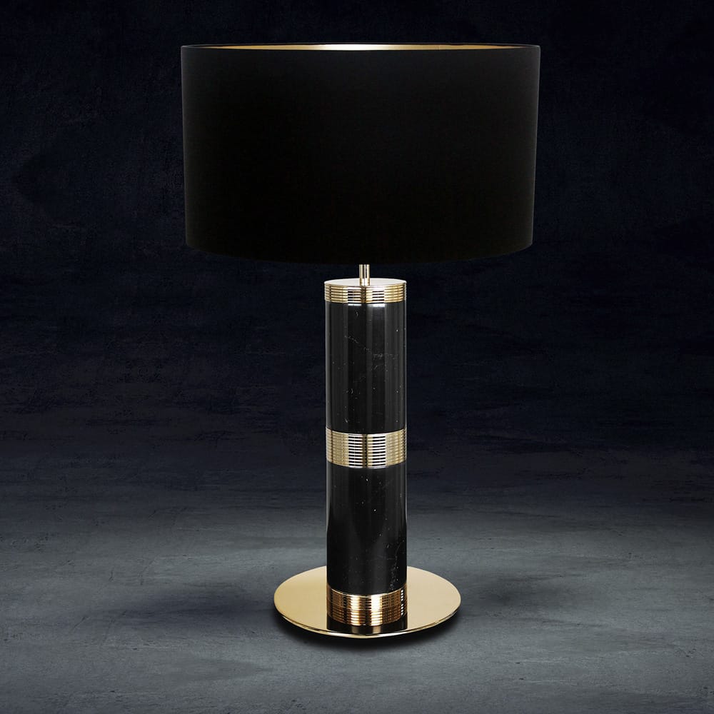 Designer Black Marquina Marble Table Lamp - Tianguang Alabaster Lighting