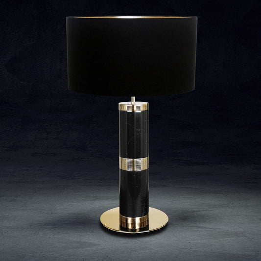 Designer Black Marquina Marble Table Lamp - Tianguang Alabaster Lighting