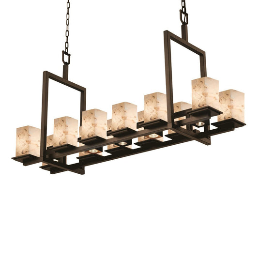 Alabaster Rocks 51 Inch 12 Light Linear Suspension Light Lighting Fixture - Tianguang Alabaster Lighting
