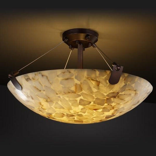 Alabaster Rocks 51 Inch 8 Light Semi Flush Mount - Tianguang Alabaster Lighting