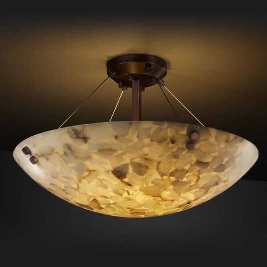 Alabaster Rocks 36 Inch 6 Light LED Semi Flush Mount - Tianguang Alabaster Lighting