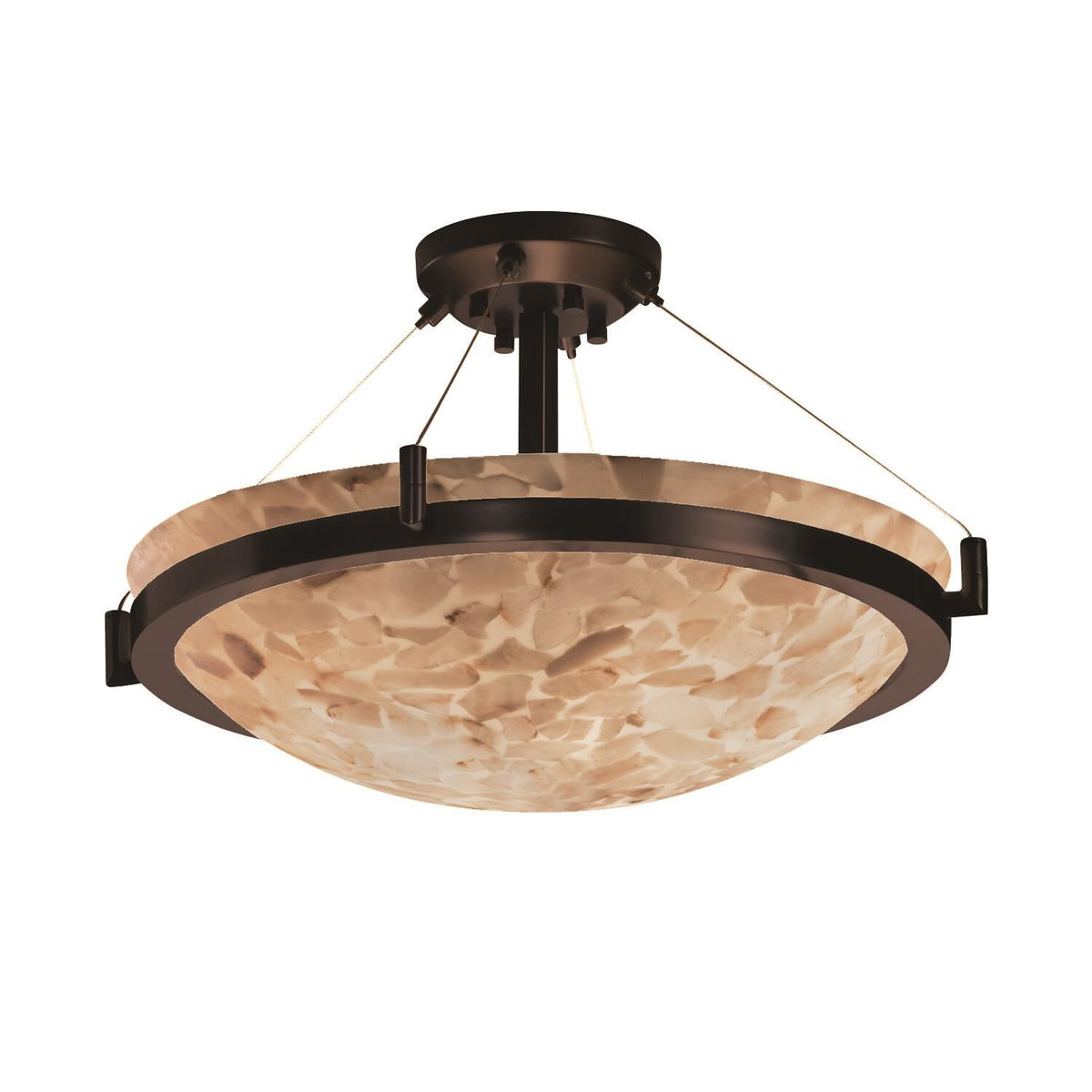 Alabaster Rocks Ring 39 Inch 8 Light Semi Flush Mount - Tianguang Alabaster Lighting