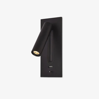 Black Bedside USB Wall Light - ∅ 3″ x H ‪7.2″ Aluminum alloy, Bedroom Wall Sconce