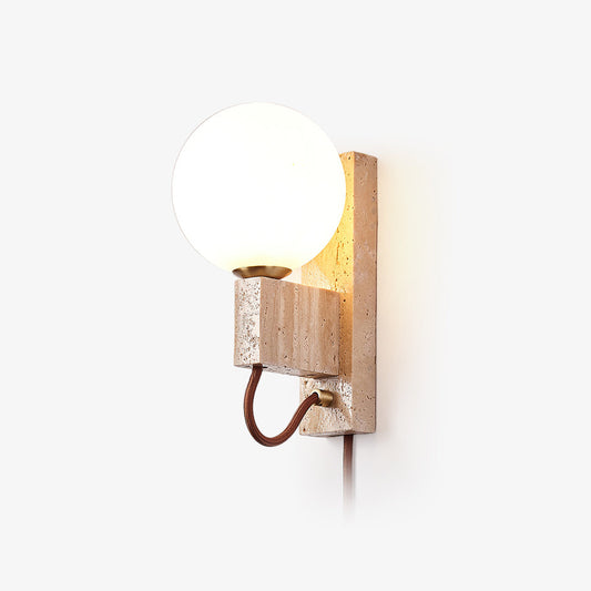 Atlas Globe Travertine Wall Sconce 2.4 in Dia - Tianguang Alabaster Lighting