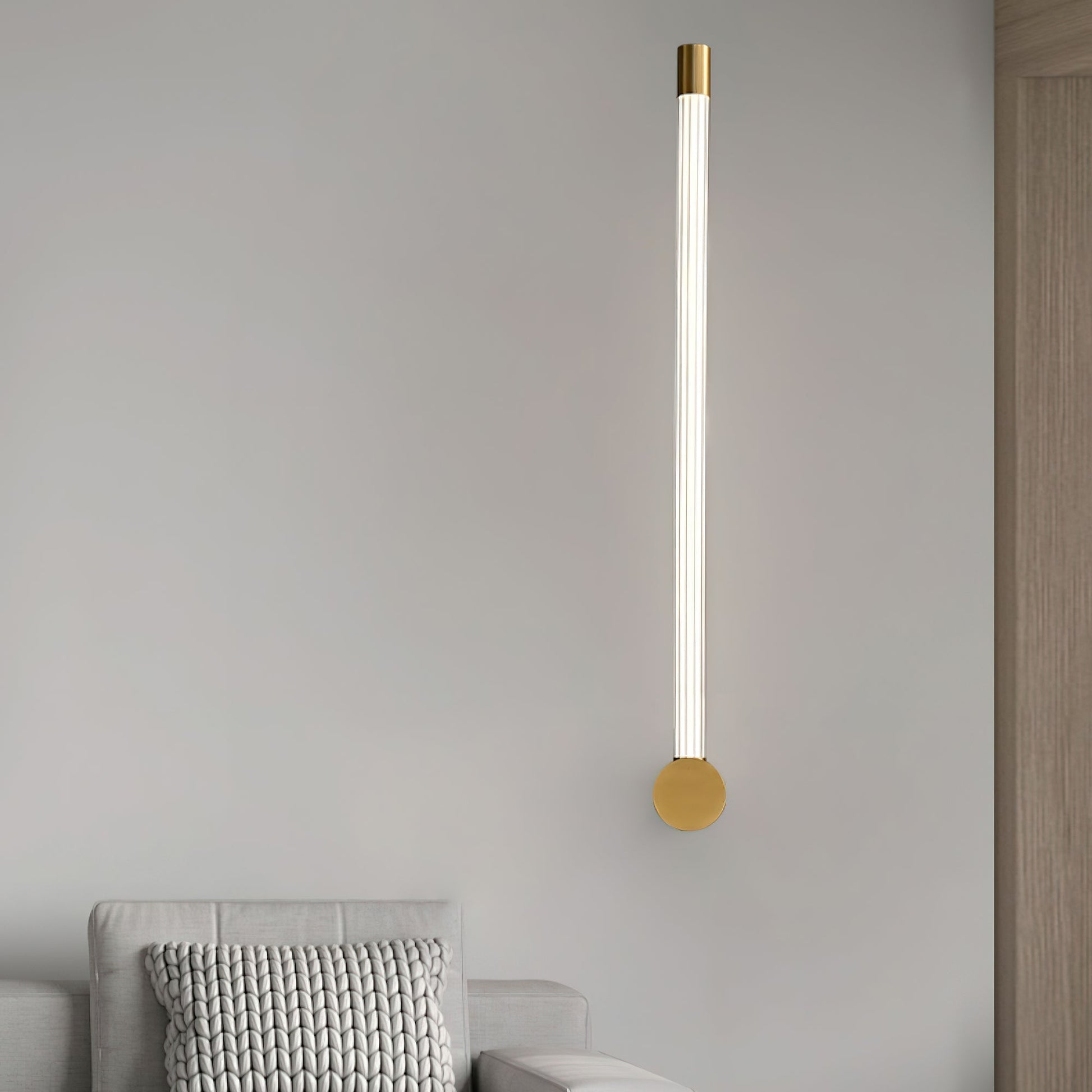 Linear LED Rechargeable Wall Light - ∅ 2.7″ x H 25.6″ Metal, Bedroom Wall Sconce, detail 5
