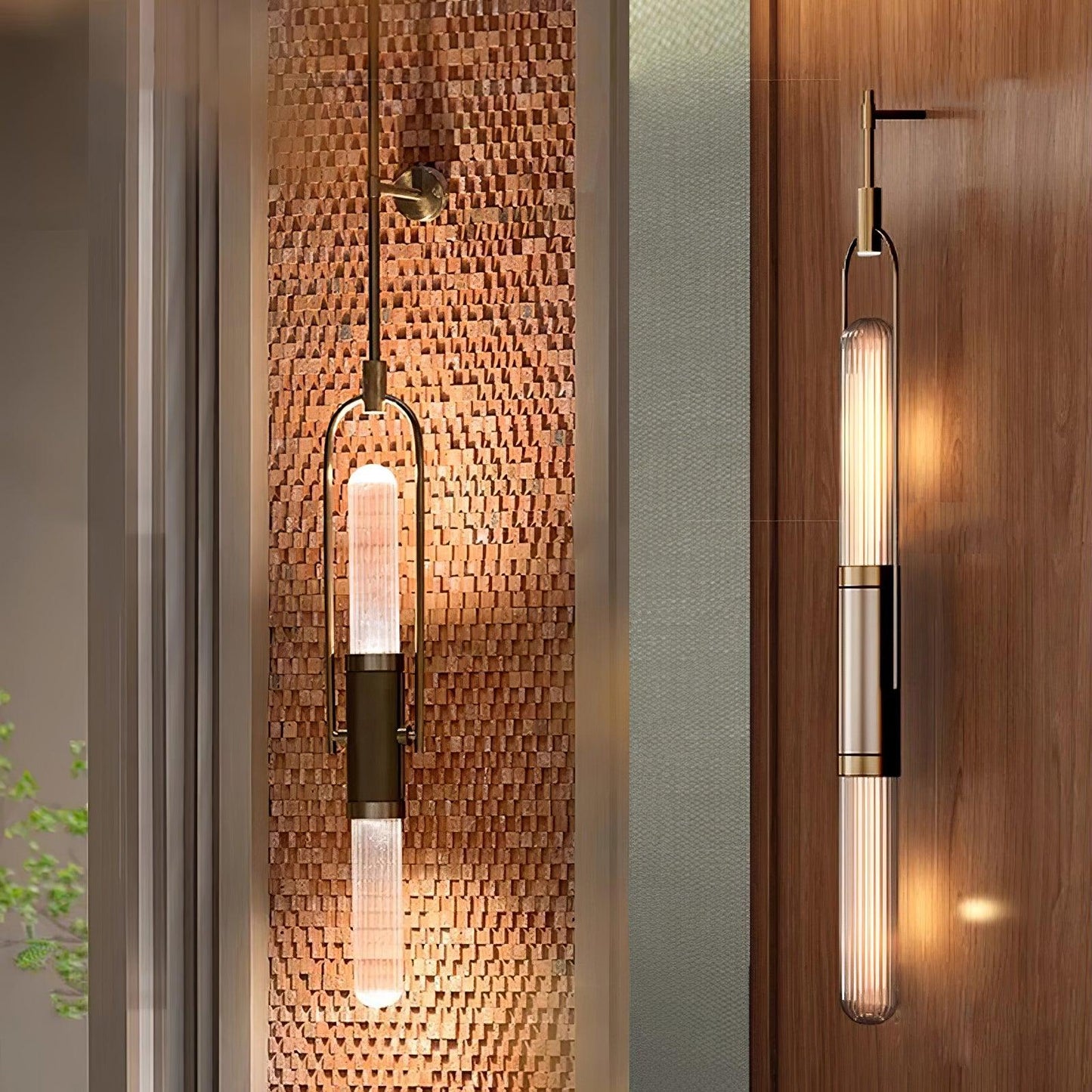 Long Arc Glass Wall Light, Hardwired Wall Sconce, detail 13