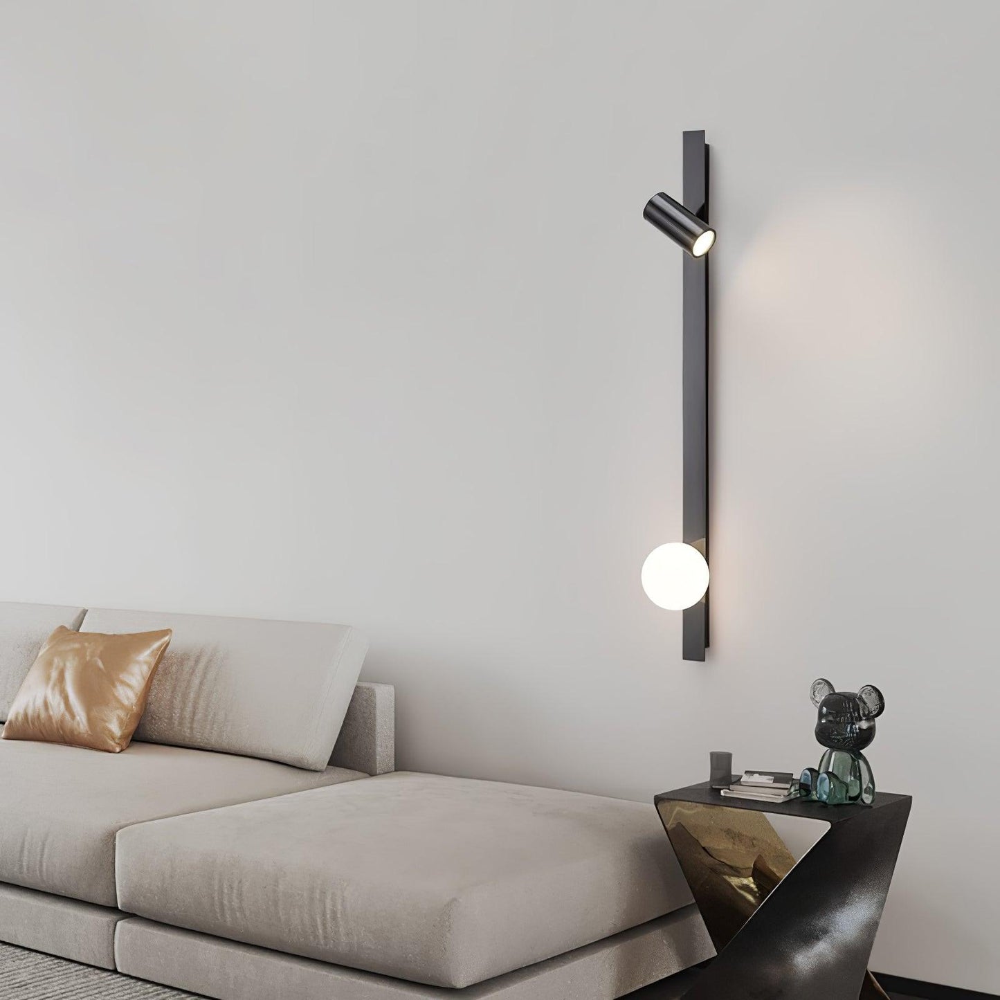 Long Arm Wall Light - W 3.9″ x H 31.5″ Brass, Bedroom Wall Sconce, detail 3