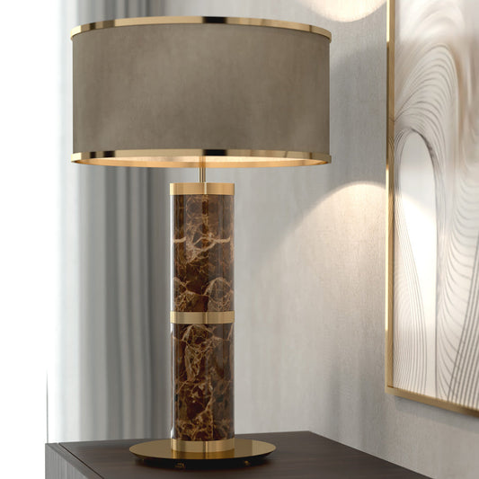 Luxury Designer Emperador Marble Table Lamp - Tianguang Alabaster Lighting