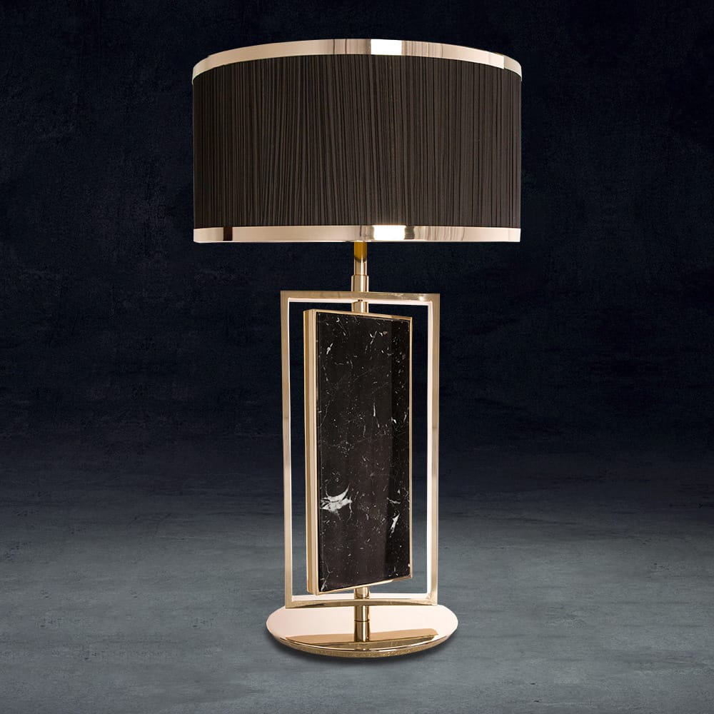 Luxury Black Marquina Marble Table Lamp - Tianguang Alabaster Lighting