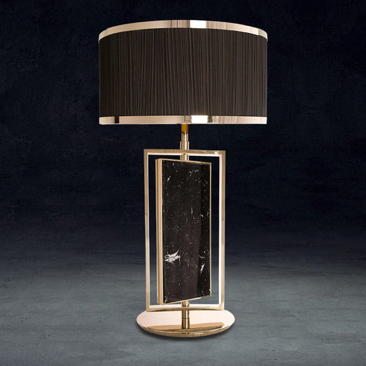 Luxury Black Marquina Marble Table Lamp - Tianguang Alabaster Lighting