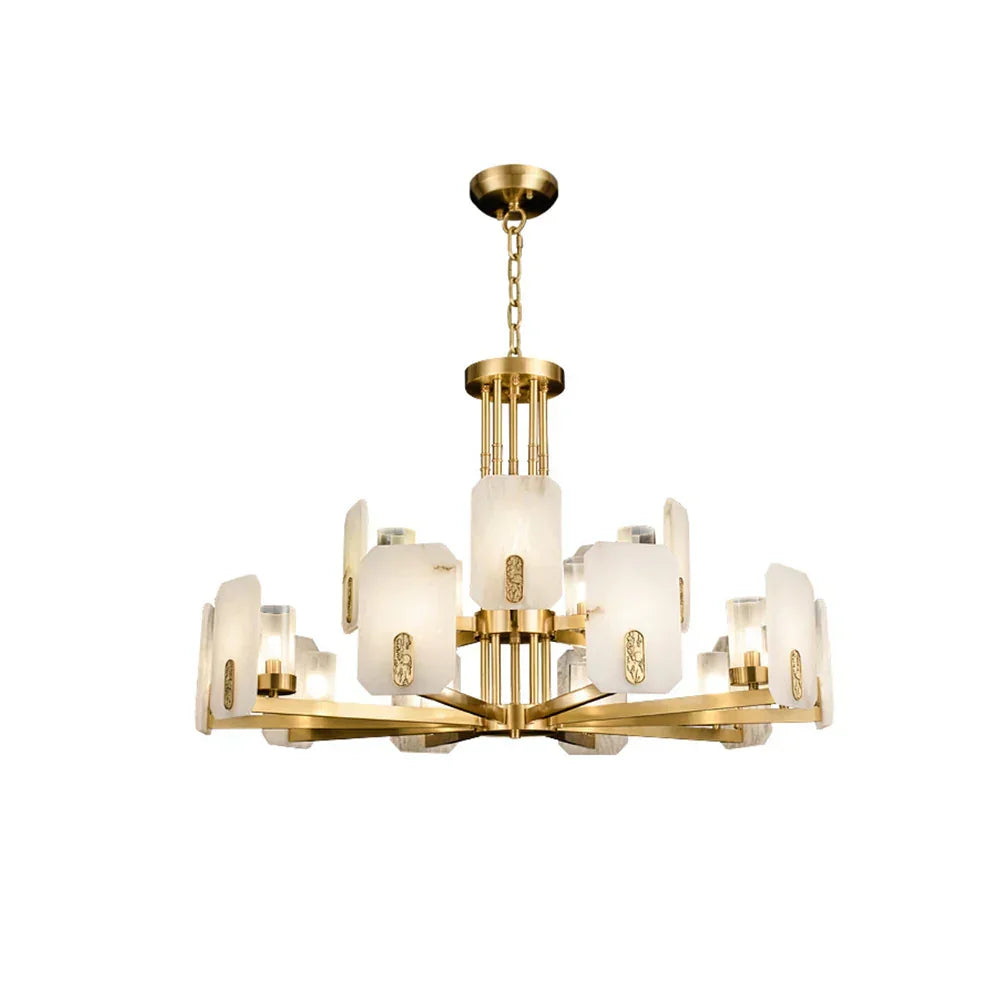 Alabaster Chandelier Copper Luxury - Tianguang Alabaster Lighting