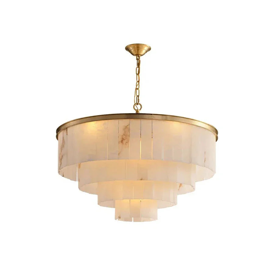 Rectangular Alabaster Tiered Round Chandelier - Tianguang Alabaster Lighting
