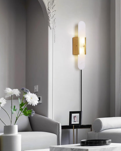 Melange Elongated Alabaster Plug-In Wall Light detail view 8
