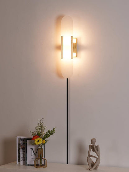Melange Elongated Alabaster Plug-In Wall Light, Plug-In Wall Sconce, detail 33