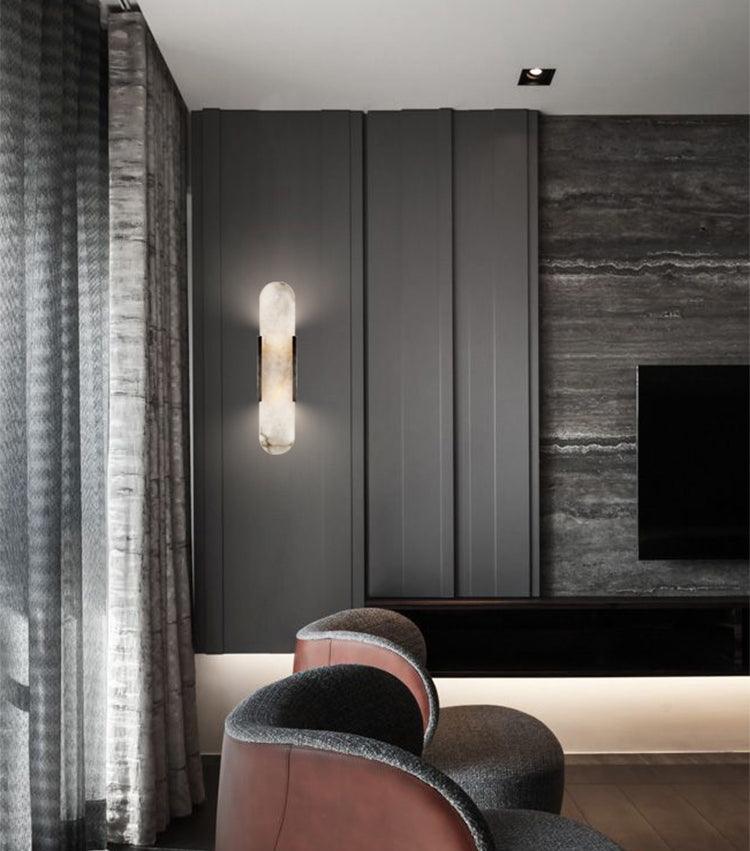 Melange Elongated Alabaster Wall Light Wall Light, Hardwired Wall Sconce, detail 41
