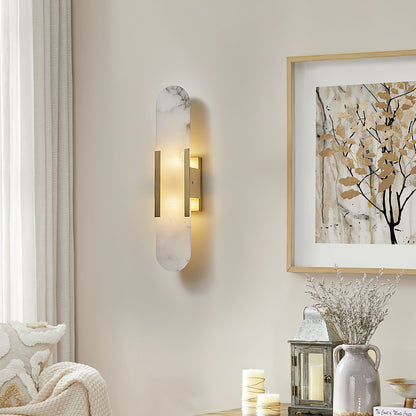 Melange Elongated Alabaster Wall Light Wall Light, Hardwired Wall Sconce, detail 3