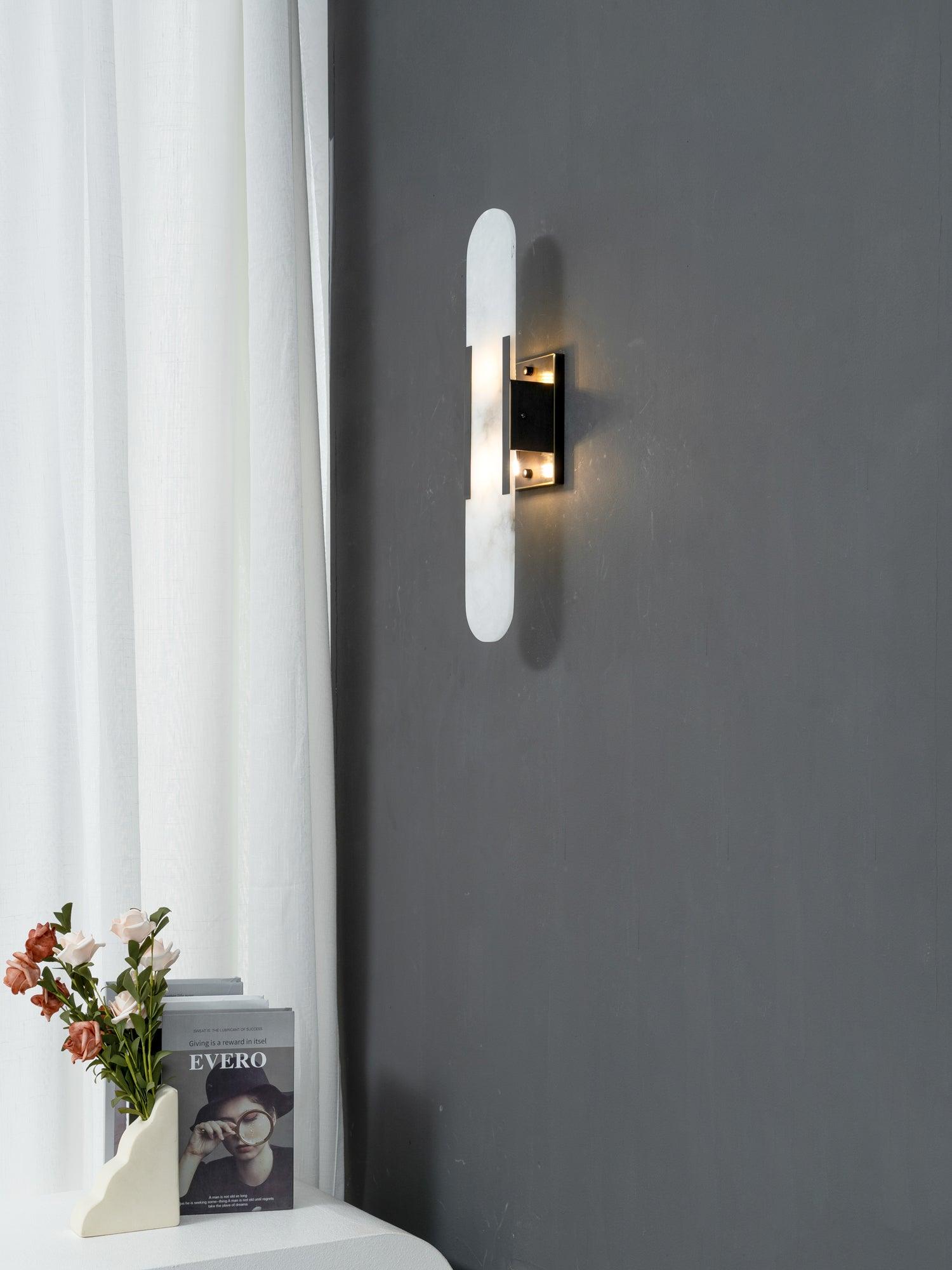 Melange Elongated Alabaster Wall Light Wall Light, Hardwired Wall Sconce, detail 27