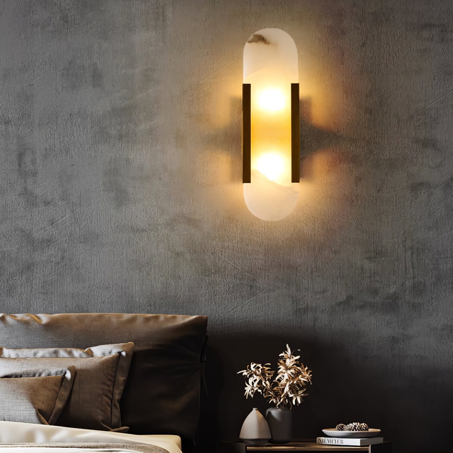 Melange Elongated Alabaster Wall Light Wall Light, Hardwired Wall Sconce, detail 81