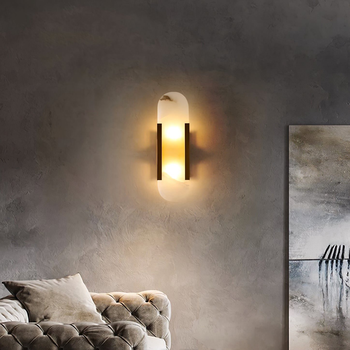 Melange Elongated Alabaster Wall Light Wall Light, Hardwired Wall Sconce, detail 84