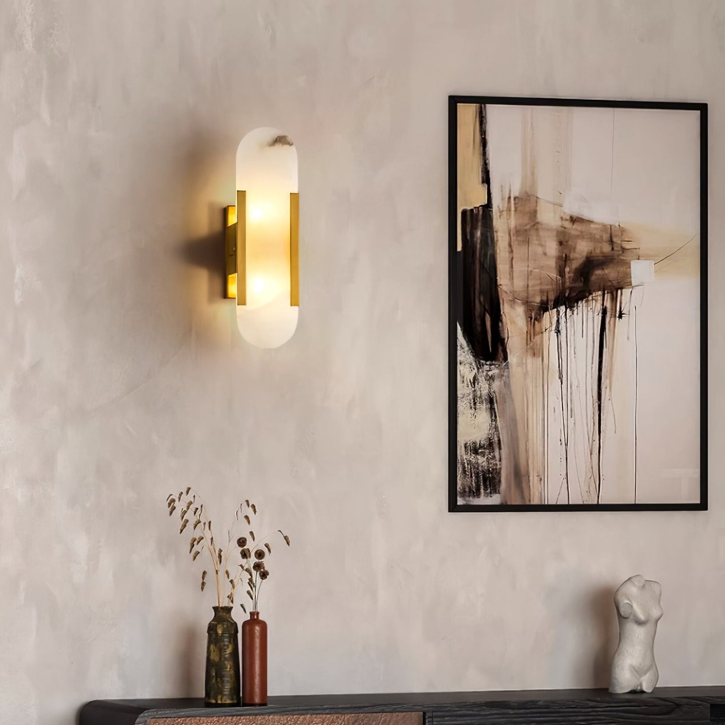 Melange Elongated Alabaster Wall Light Wall Light, Hardwired Wall Sconce, detail 19